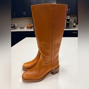 Reformation Frances Knee High Boots In Whiskey Leather Size 8 US MSRP $498